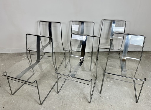 Chaises (Série De 6) Filglass Par Jacques Charpentier 1971'S