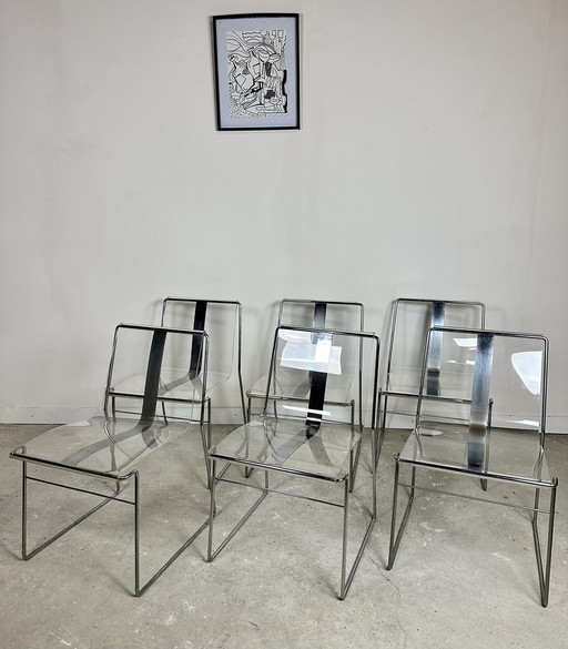 Chaises (Série De 6) Filglass Par Jacques Charpentier 1971'S