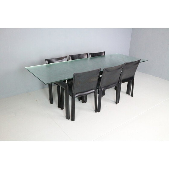 Image 1 of Table de salle à manger vintage en verre LC6 pour Cassina, Italie 1970