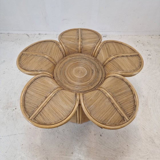 Image 1 of Base de table de salle à manger vintage en rotin et bambou, 1980