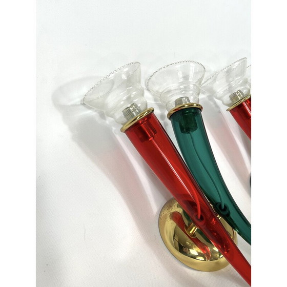 Image 1 of Paire d'appliques vintage en verre et laque par Giuseppe Righetto pour VeArt, Italie 1970