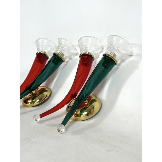 Image 1 of Paire d'appliques vintage en verre et laque par Giuseppe Righetto pour VeArt, Italie 1970