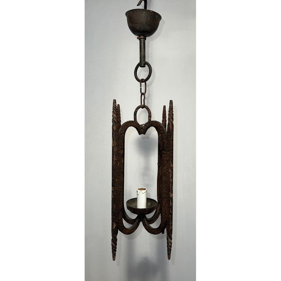 Image 1 of Lustre vintage en fer forgé, France 1950
