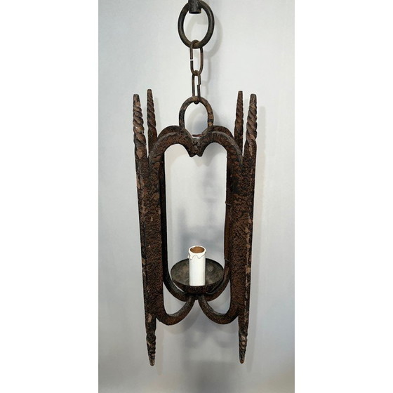 Image 1 of Lustre vintage en fer forgé, France 1950