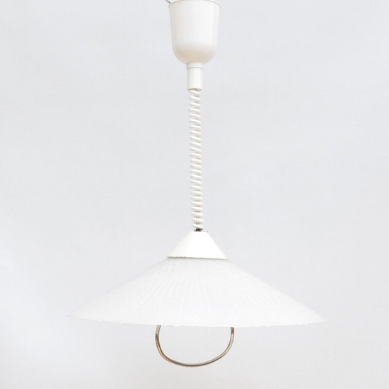 Image 1 of Lampe de cuisine vintage en verre pressé avec détails métalliques par ERCO, Allemagne 1960