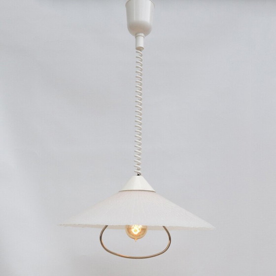 Image 1 of Lampe de cuisine vintage en verre pressé avec détails métalliques par ERCO, Allemagne 1960