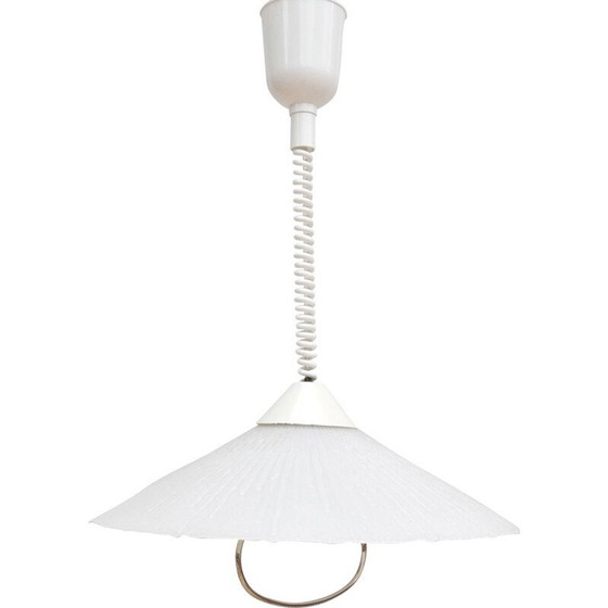Image 1 of Lampe de cuisine vintage en verre pressé avec détails métalliques par ERCO, Allemagne 1960