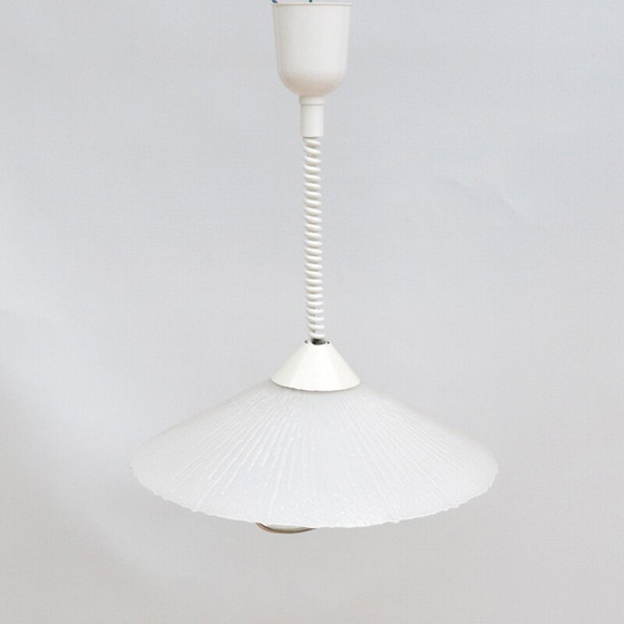 Image 1 of Lampe de cuisine vintage en verre pressé avec détails métalliques par ERCO, Allemagne 1960