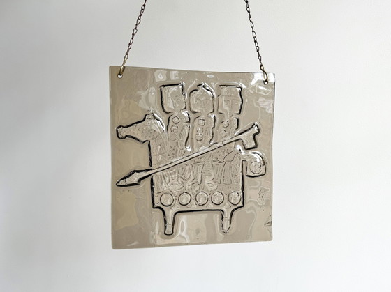 Image 1 of 1X Erik Höglund For Kosta Bosa Glass Relief Window Hanger / Wall Decoration