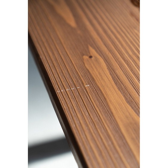 Image 1 of Table de salle à manger vintage fabriquée à la main avec plateau en sapin brossé, 2020