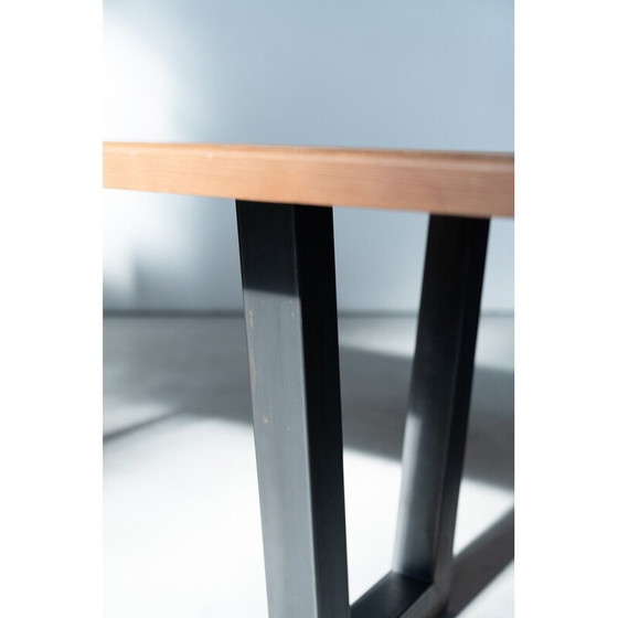 Image 1 of Table de salle à manger vintage fabriquée à la main avec plateau en sapin brossé, 2020