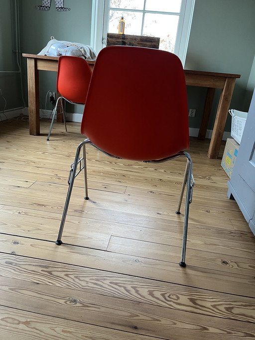 2X Vitra Eames Dss Rouge Plastique