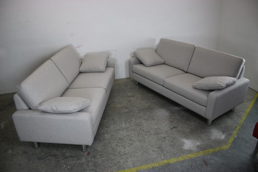 Cor Conseta Couch Deux places Tissu Uni Gris Canapé Chrome Nouveau revêtement