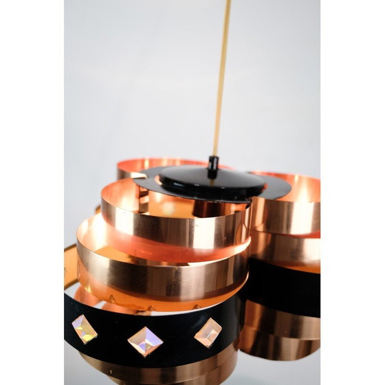 Image 1 of Lampe suspendue vintage en cuivre par Werner Schou pour Coronell Elektro, 1970