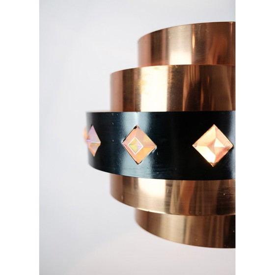 Image 1 of Lampe suspendue vintage en cuivre par Werner Schou pour Coronell Elektro, 1970
