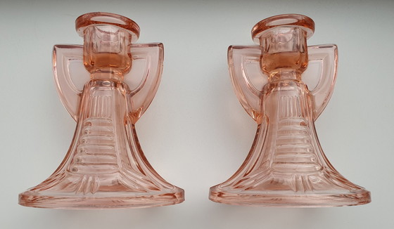 Image 1 of Deux chandeliers Val Saint Lambert 'Victoria' Luxval