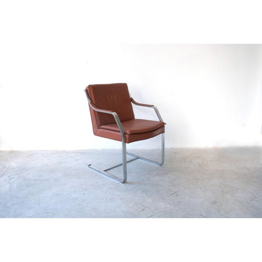 Ensemble de 4 fauteuils vintage en cuir brun camel par Rudolf Bernd Glatzel pour Walter Knoll, 1970