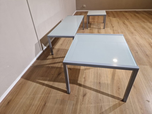 3X Tables basses Bony Design en verre Argent