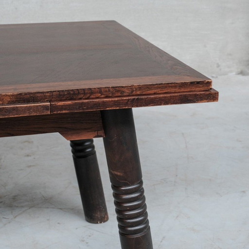 Table de salle à manger extensible en chêne, France 1930