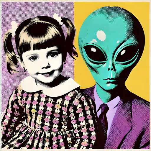 Affiche Pop Art sur tissu 'Mimi & The Uncle From Mars' (Mimi et l'oncle de Mars)