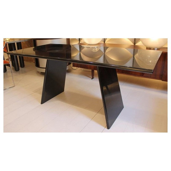 Image 1 of Table noire vintage Asolo en granit par Angelo Mangiarotti Italie 1981s