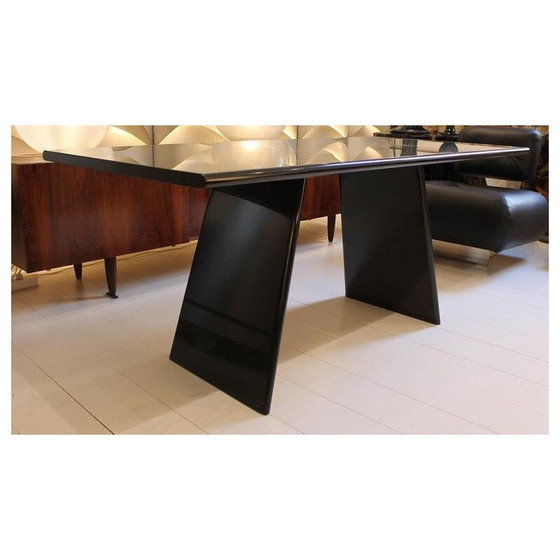 Image 1 of Table noire vintage Asolo en granit par Angelo Mangiarotti Italie 1981s