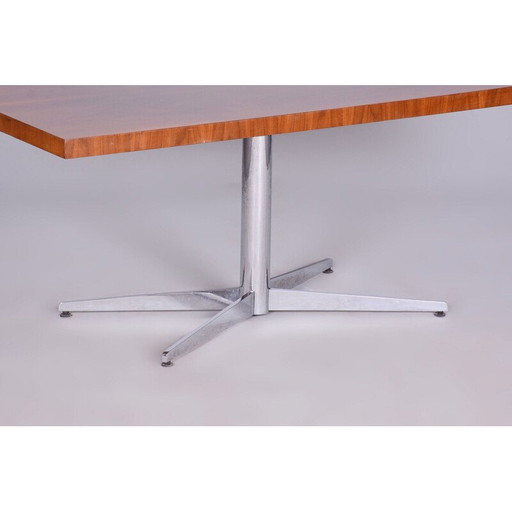 Table basse vintage en acier et noyer, Tchécoslovaquie 1969