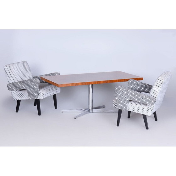 Image 1 of Table basse vintage en acier et noyer, Tchécoslovaquie 1969