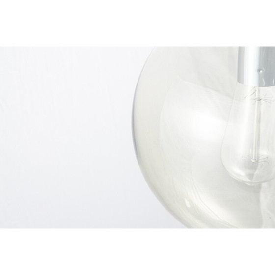 Image 1 of Lampe suspendue vintage en verre et métal chromé, 1960