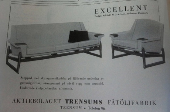 Image 1 of Johannes Andersen Sofa Excellent For Ab Trensums Fåtöljfabrik, Reupholstered In Kvadrat