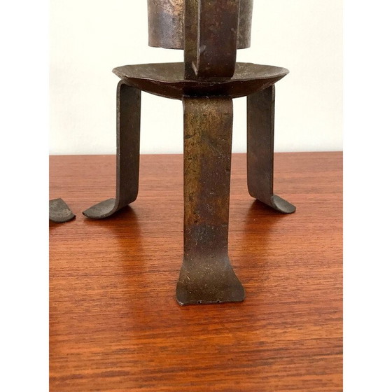 Image 1 of Paire de chandeliers vintage Popular Art en fer forgé, 1970