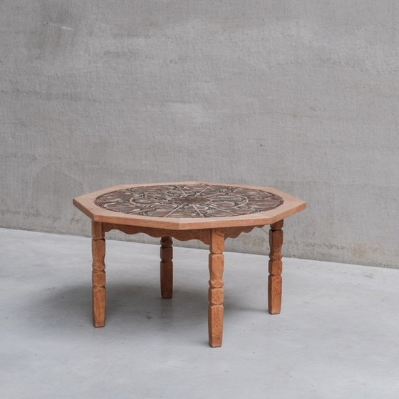 Image 1 of Table basse vintage en chêne et céramique, Danemark 1960