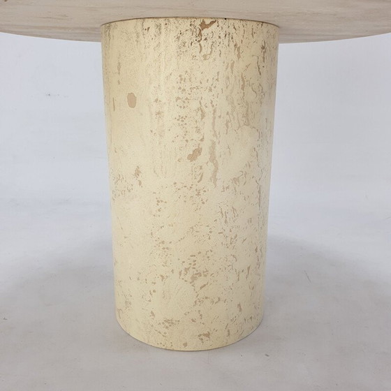 Image 1 of Table basse vintage en travertin faite à la main, Italie 1980