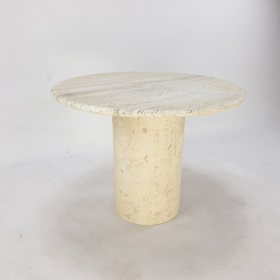 Image 1 of Table basse vintage en travertin faite à la main, Italie 1980