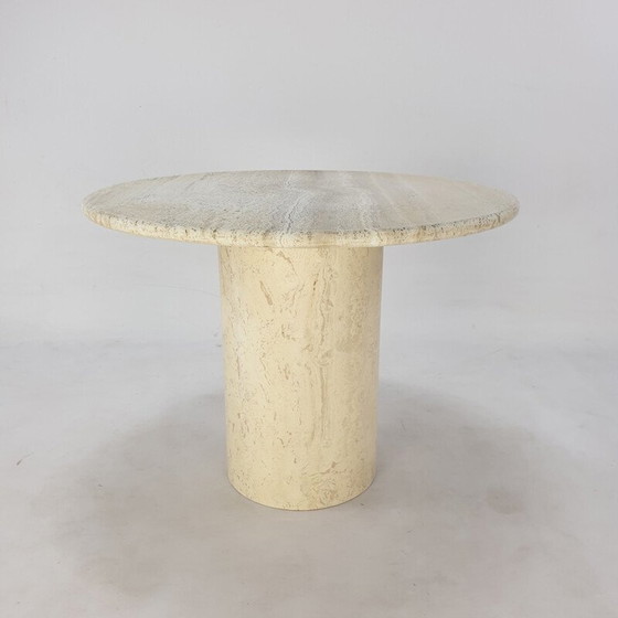 Image 1 of Table basse vintage en travertin faite à la main, Italie 1980