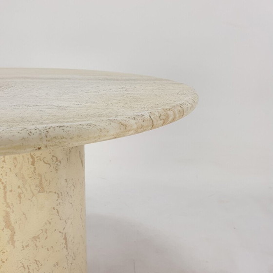 Image 1 of Table basse vintage en travertin faite à la main, Italie 1980
