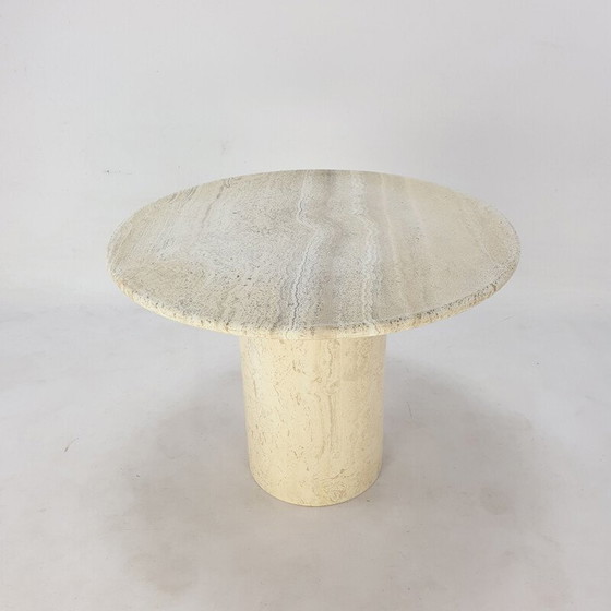 Image 1 of Table basse vintage en travertin faite à la main, Italie 1980