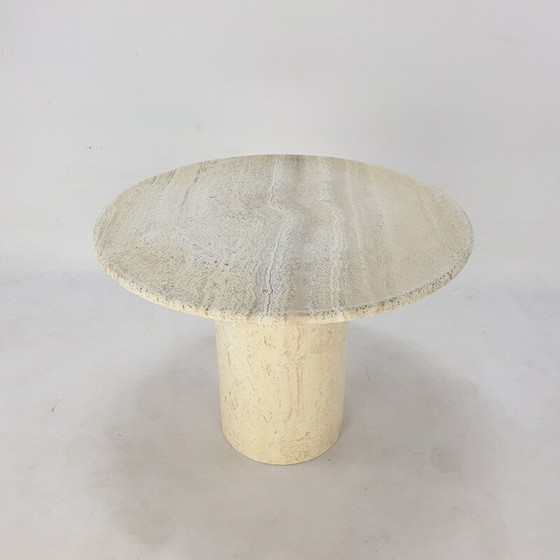 Image 1 of Table basse vintage en travertin faite à la main, Italie 1980