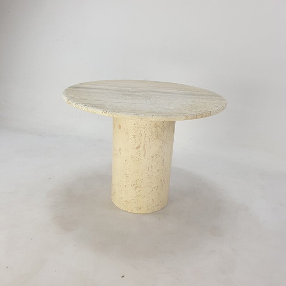 Image 1 of Table basse vintage en travertin faite à la main, Italie 1980