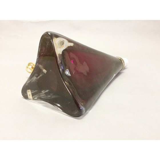 Image 1 of Lampe de table triangulaire vintage en verre rouge et transparent par Carl Fagerlund pour Orrefors, 1960