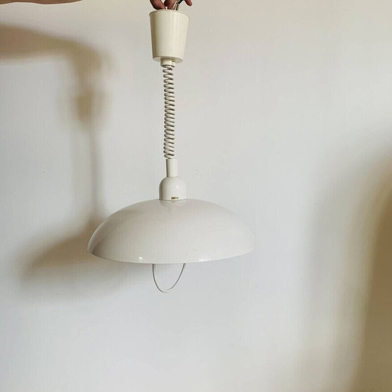 Image 1 of Lampe suspendue vintage en métal laqué blanc, Italie