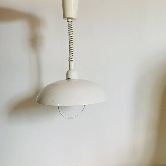 Image 1 of Lampe suspendue vintage en métal laqué blanc, Italie