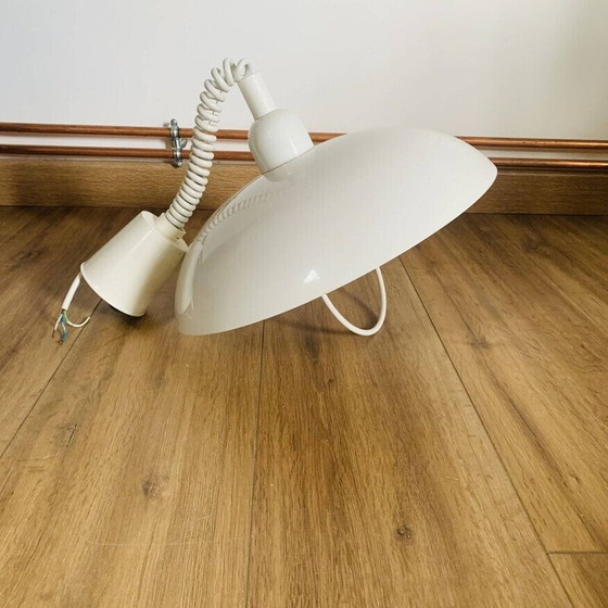 Image 1 of Lampe suspendue vintage en métal laqué blanc, Italie