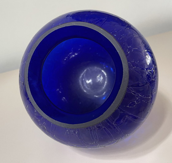 Image 1 of Vase en verre Craquele bleu