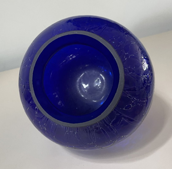 Image 1 of Vase en verre Craquele bleu