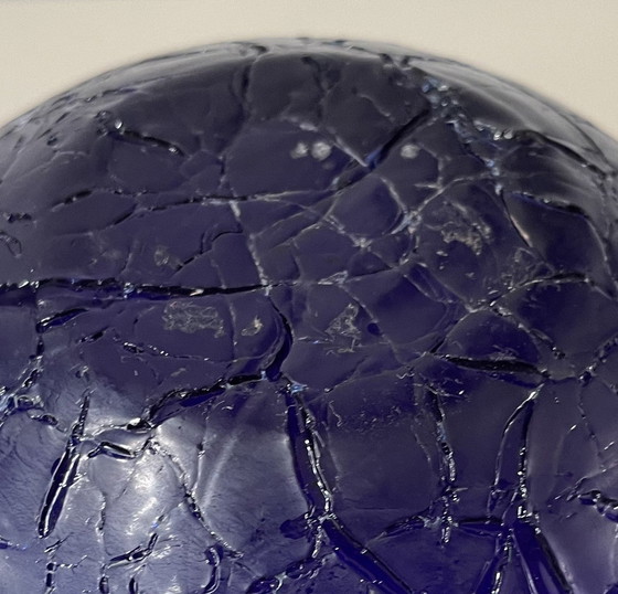 Image 1 of Vase en verre Craquele bleu