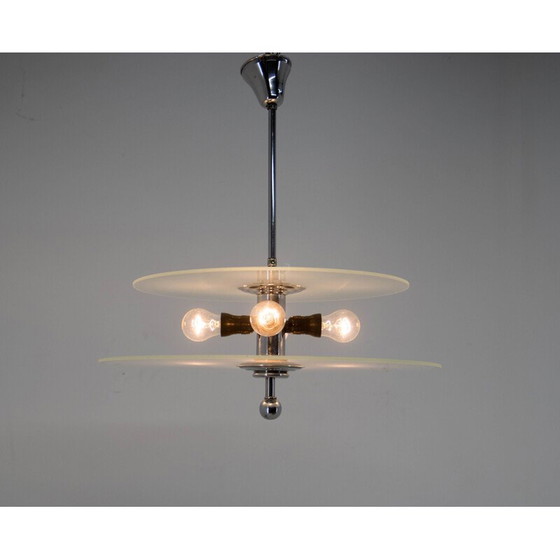 Image 1 of Lustre vintage en aluminium et chrome, années 1930