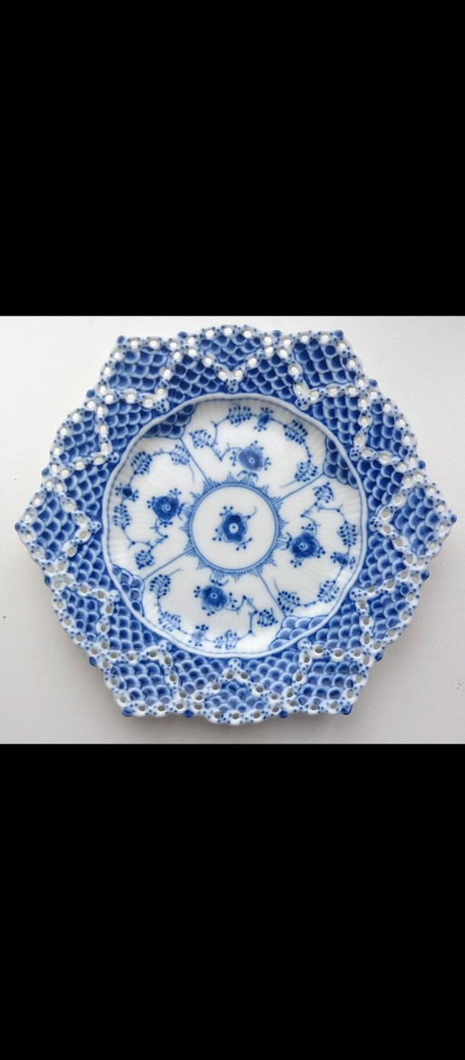 Royal Copenhagen Petite assiette à dentelle double cannelée bleue 1144