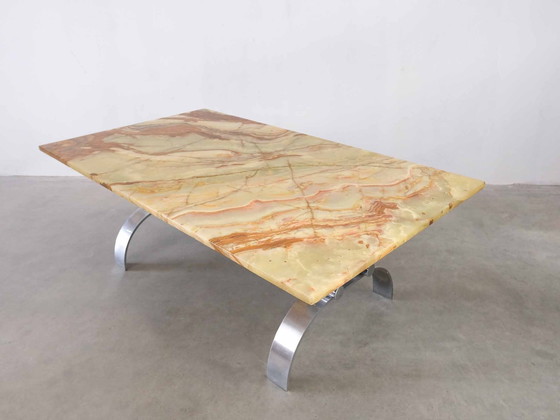 Image 1 of Vintage Coffee Table Table basse Marble Chrome Midcentury Brutalisme