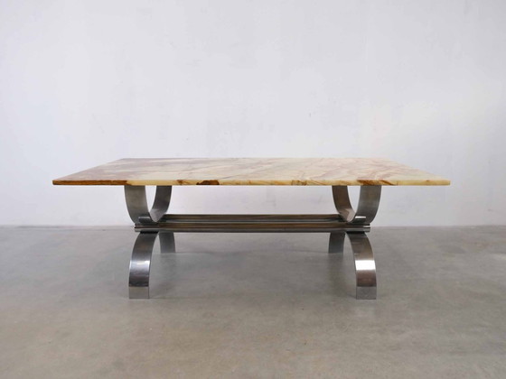 Image 1 of Vintage Coffee Table Table basse Marble Chrome Midcentury Brutalisme